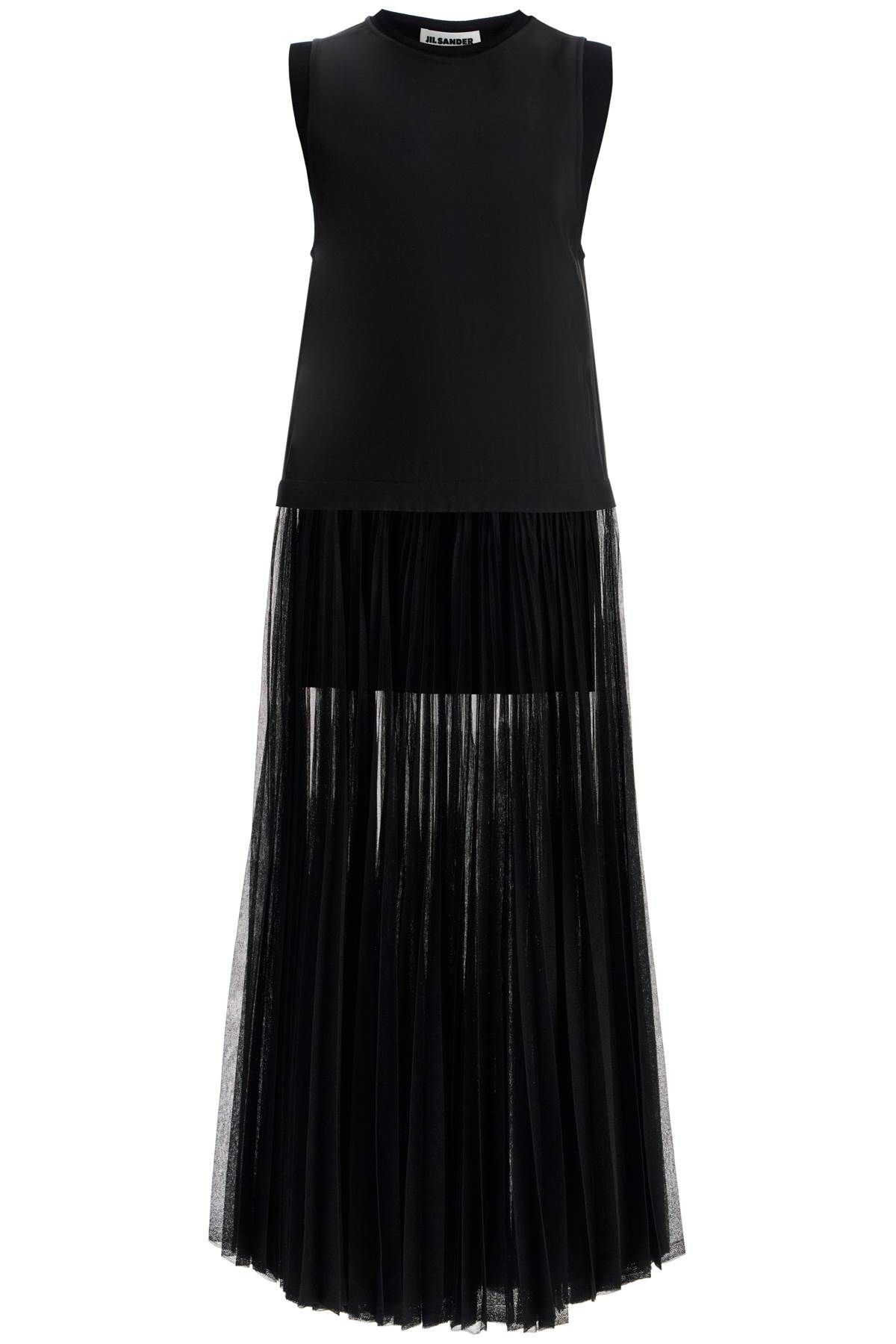 Shop Jil Sander Layered Dress With Pleated Skirt In Black