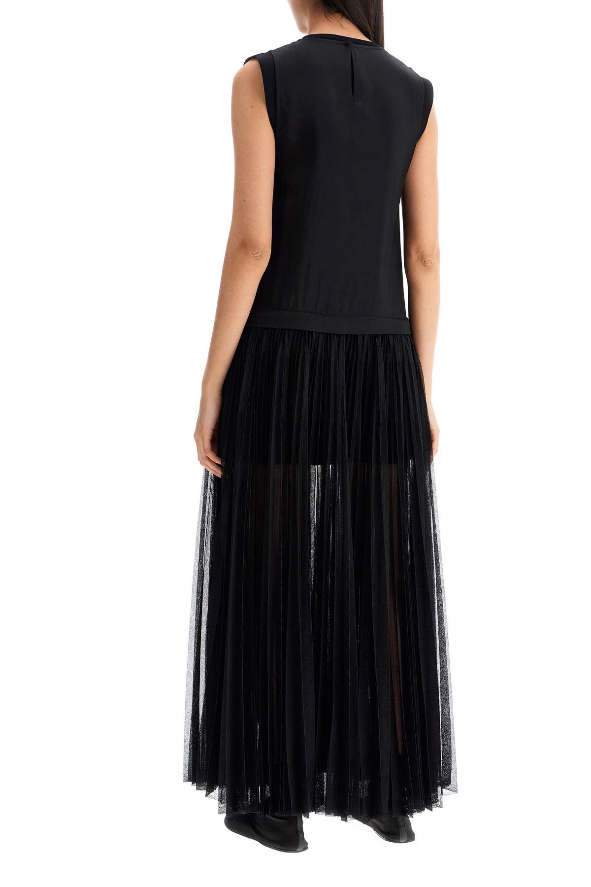 Shop Jil Sander Layered Dress With Pleated Skirt In Black