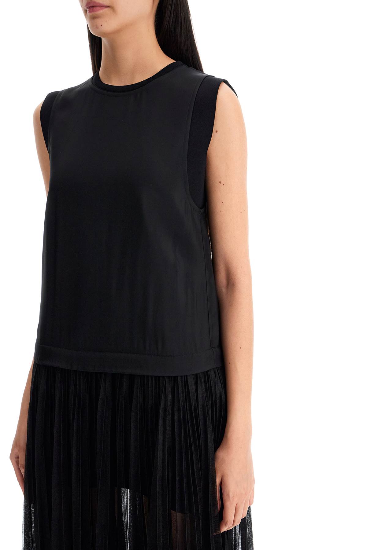 Shop Jil Sander Layered Dress With Pleated Skirt In Black