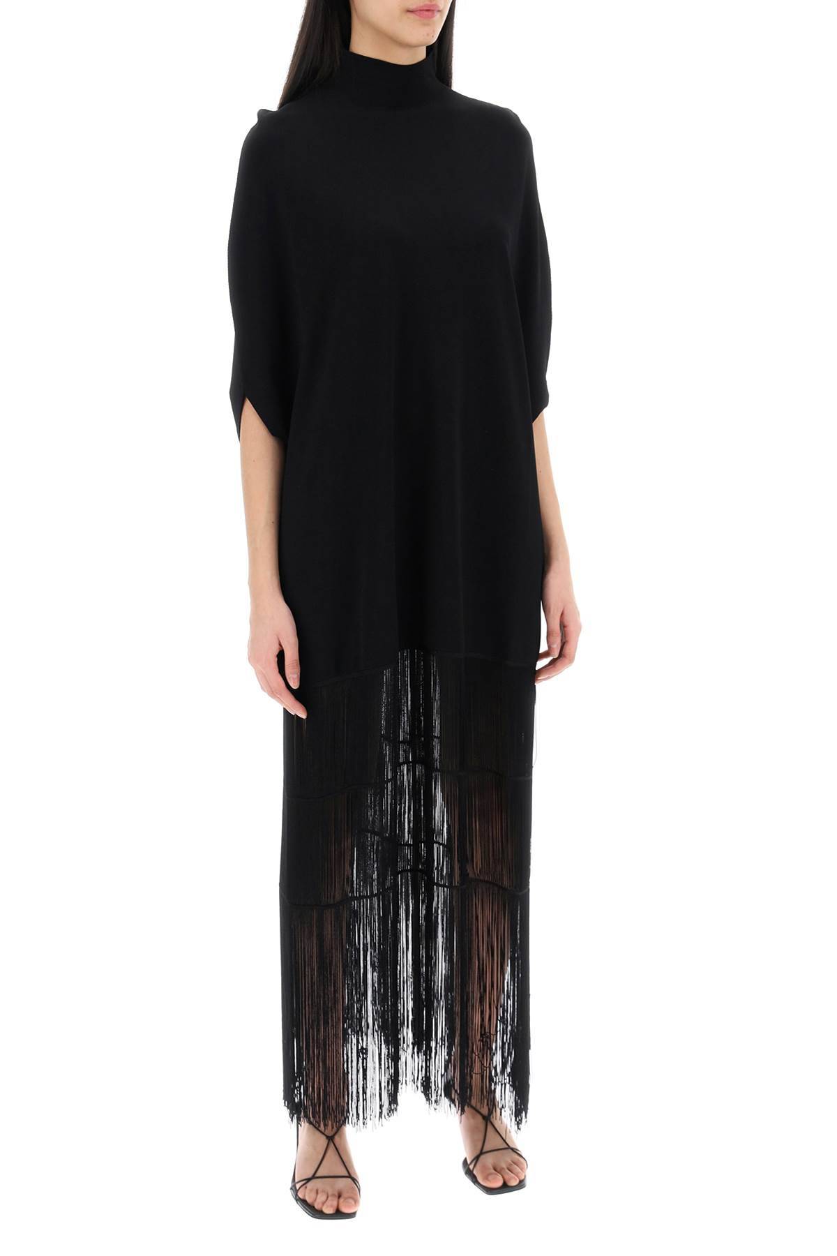Shop Khaite "olson Dress With Ruffled Fr In Black