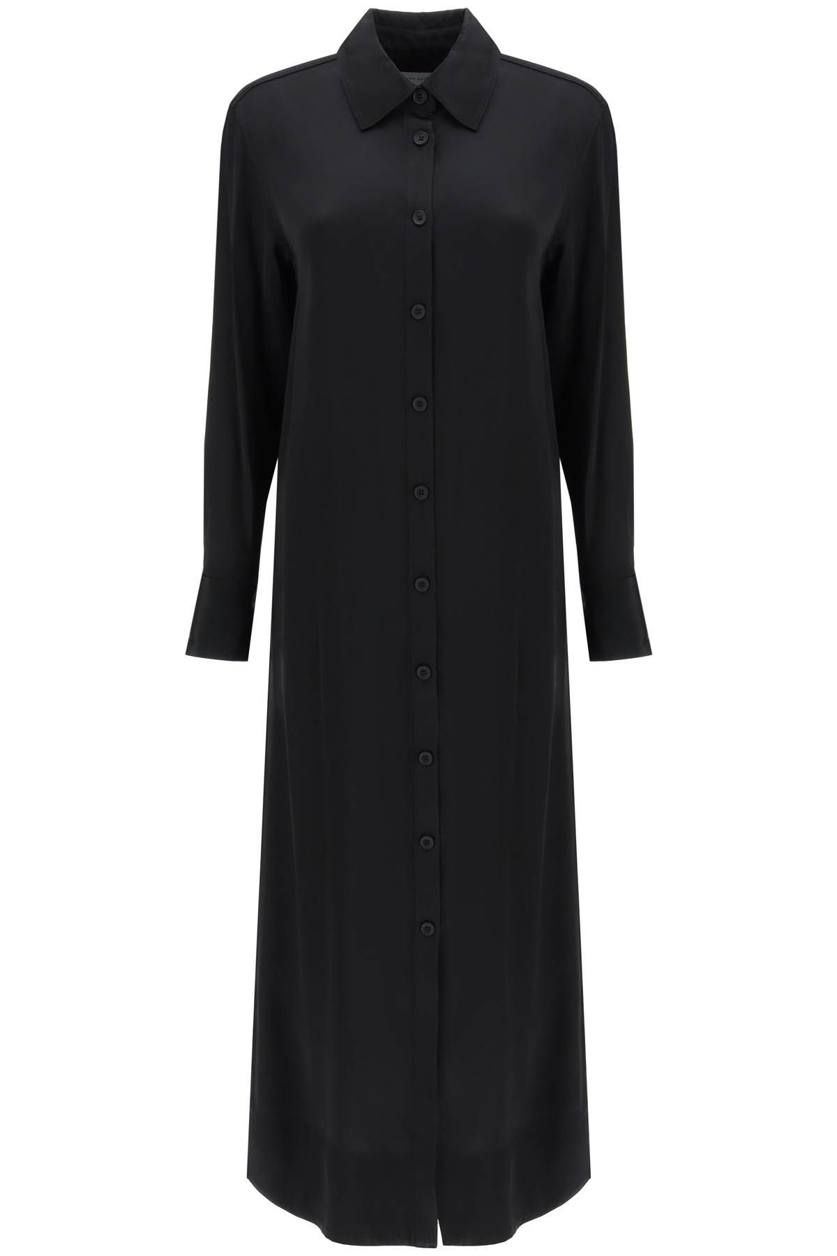Shop Loulou Studio 'ara' Long Shirt Dress In Satin In Black