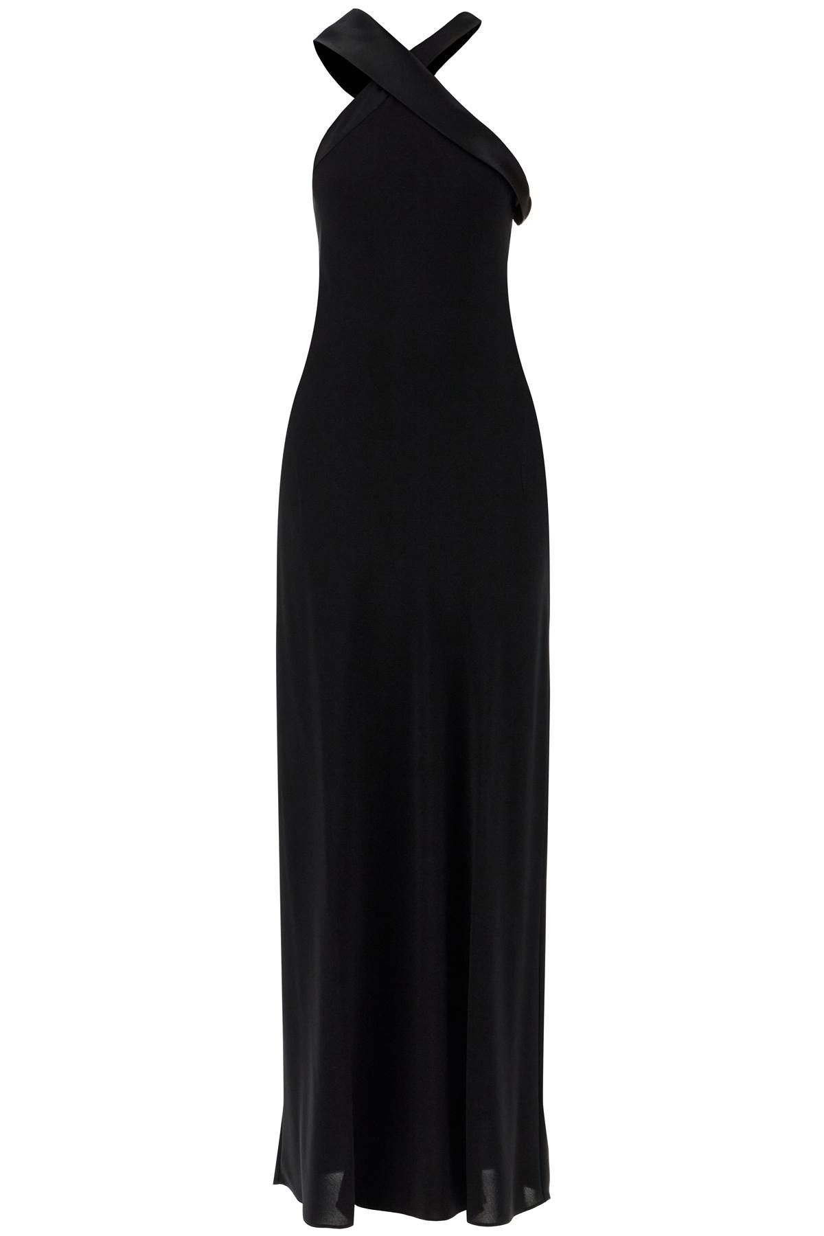 Shop Max Mara Maxi Dress With Satin Neckline 'anta In Black