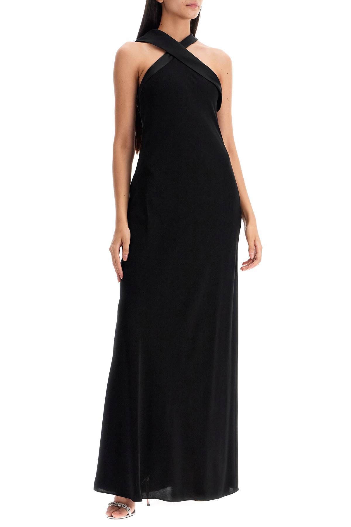 Shop Max Mara Maxi Dress With Satin Neckline 'anta In Black