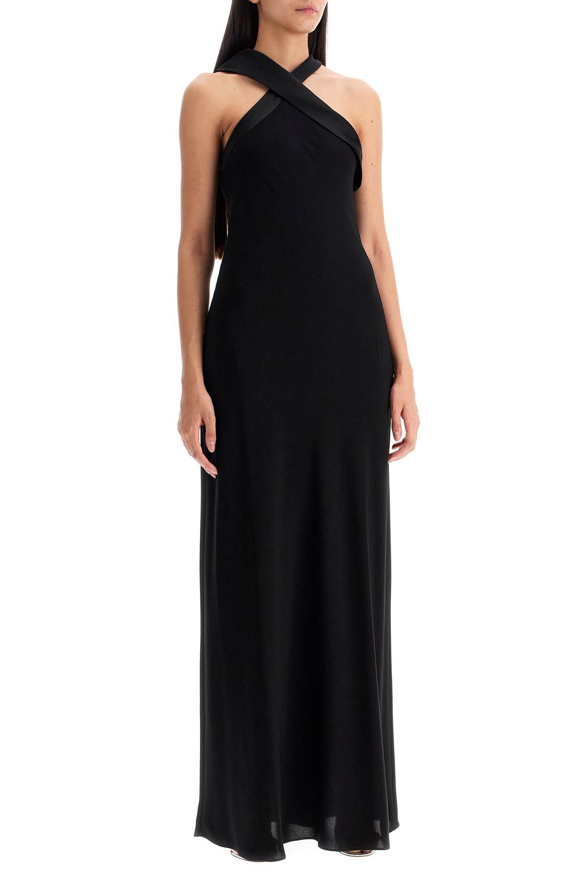 Shop Max Mara Maxi Dress With Satin Neckline 'anta In Black