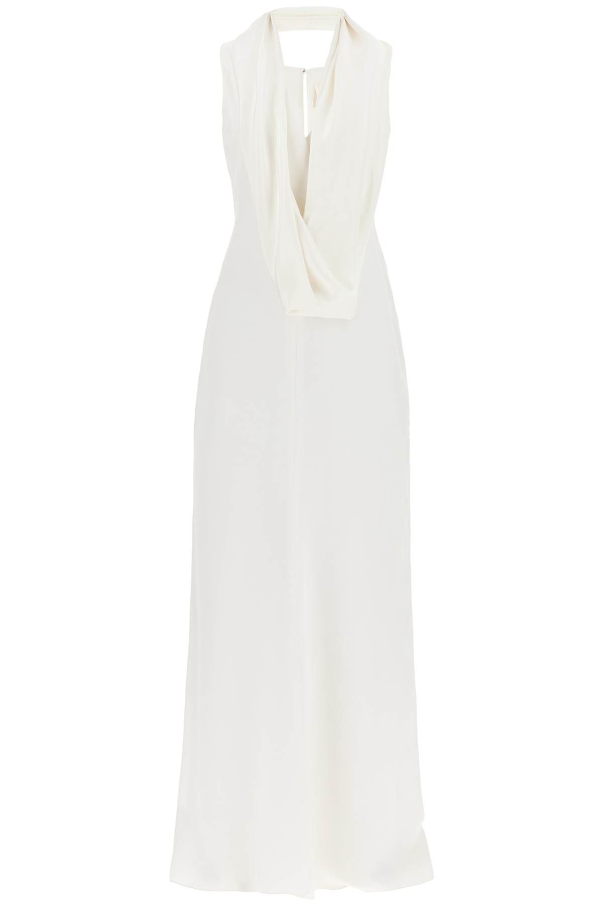 Max Mara Maxi Silk Crêpe De Chine Dress In White