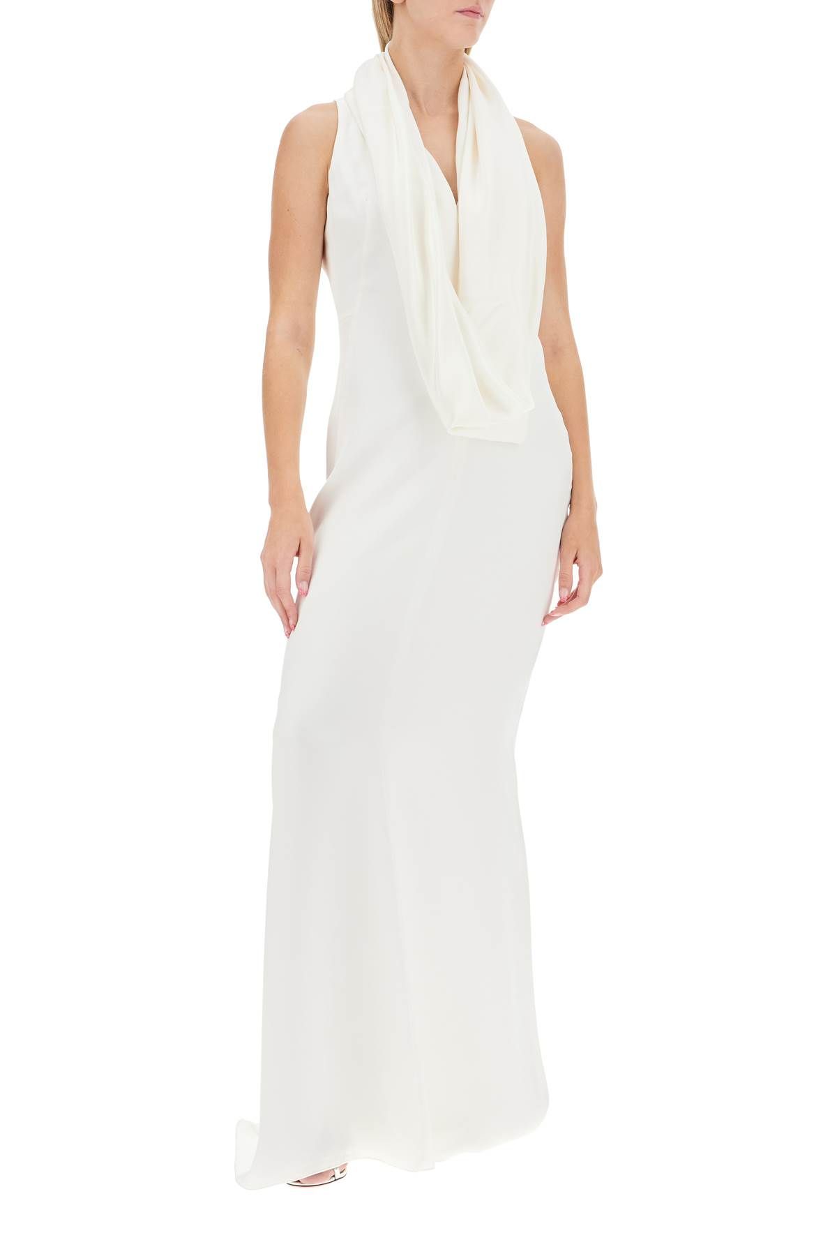 Shop Max Mara Maxi Silk Crãªpe De Chine Dress In White