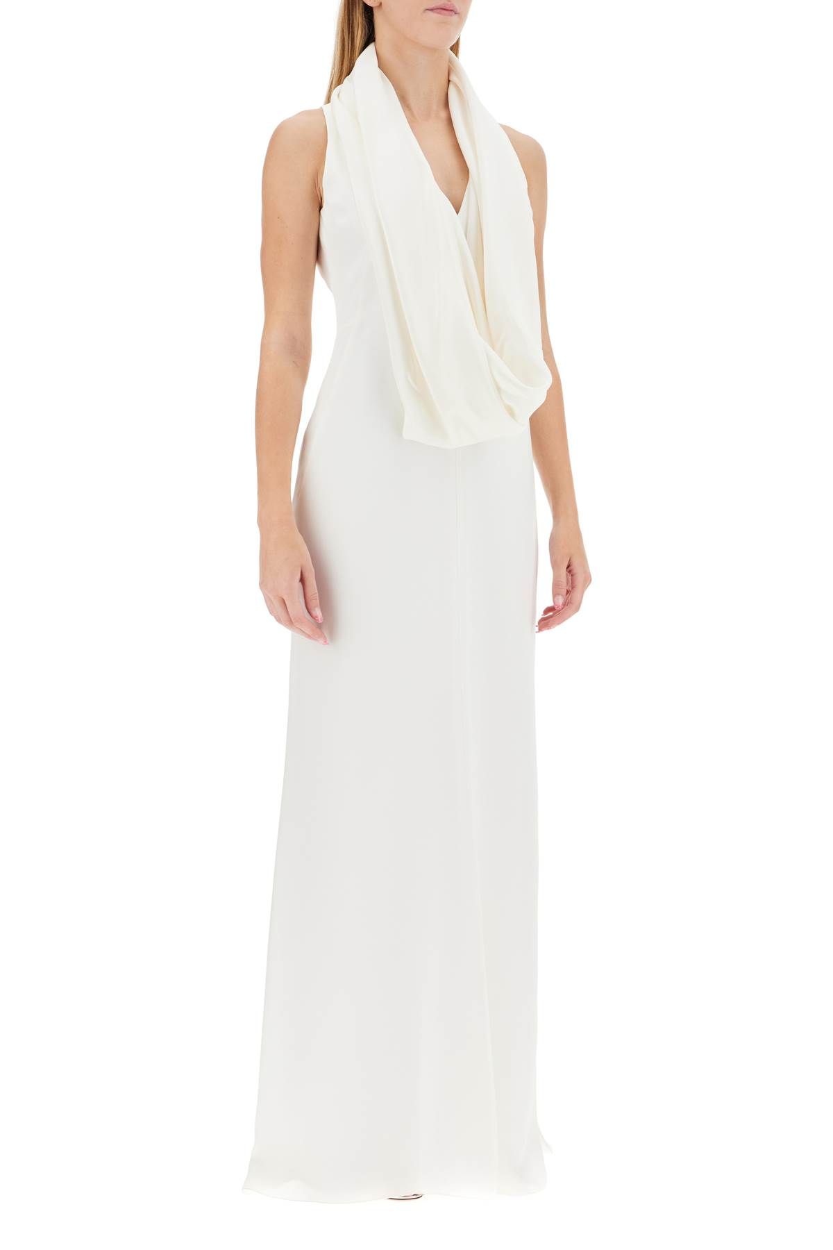 Shop Max Mara Maxi Silk Crãªpe De Chine Dress In White