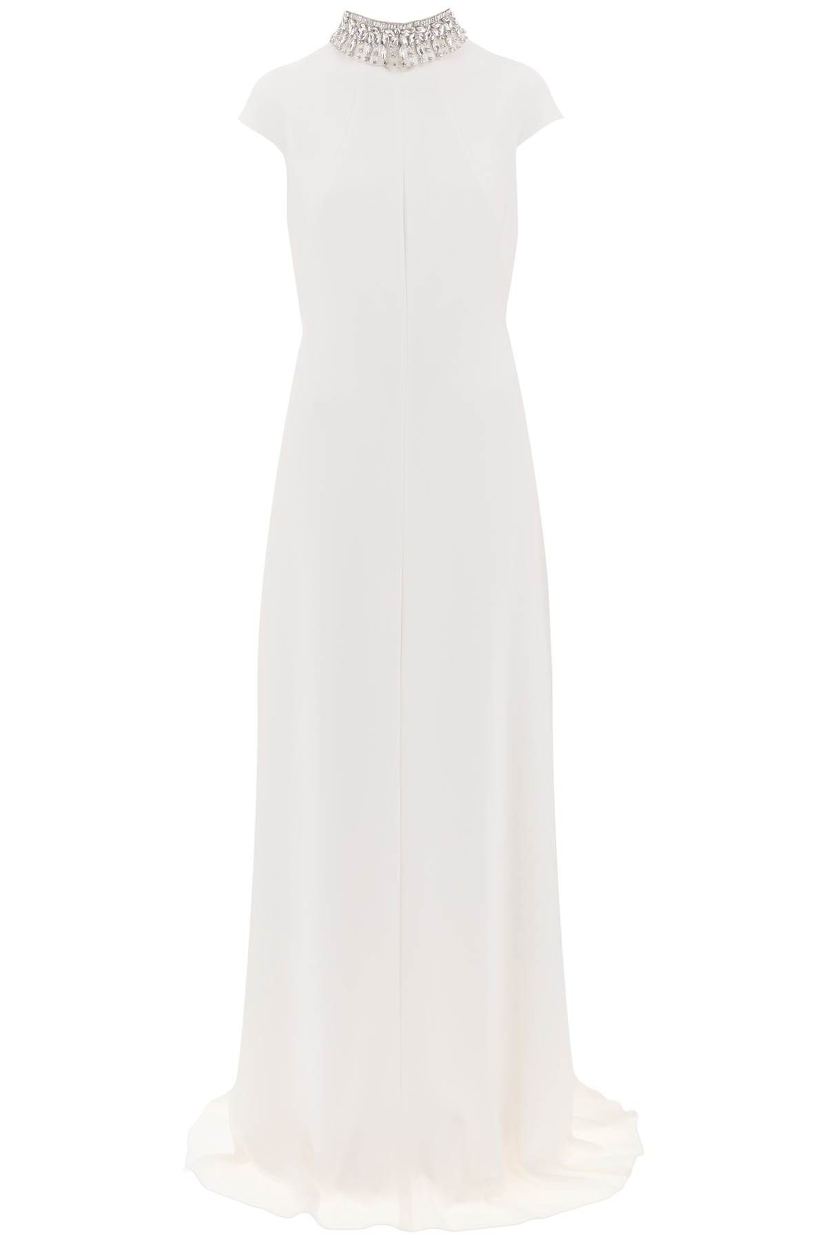 MAX MARA 'PERIM' MAXI DRESS IN CADY WITH NECKLACE