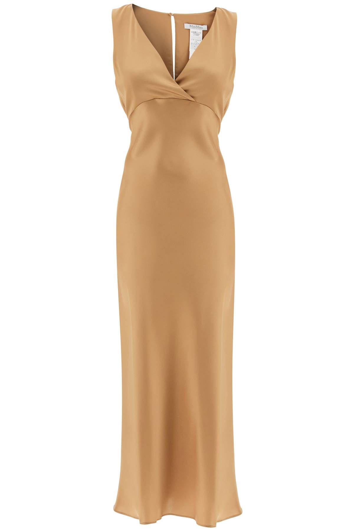 Shop Max Mara Sleeveless Long Satin Dress In Neutro