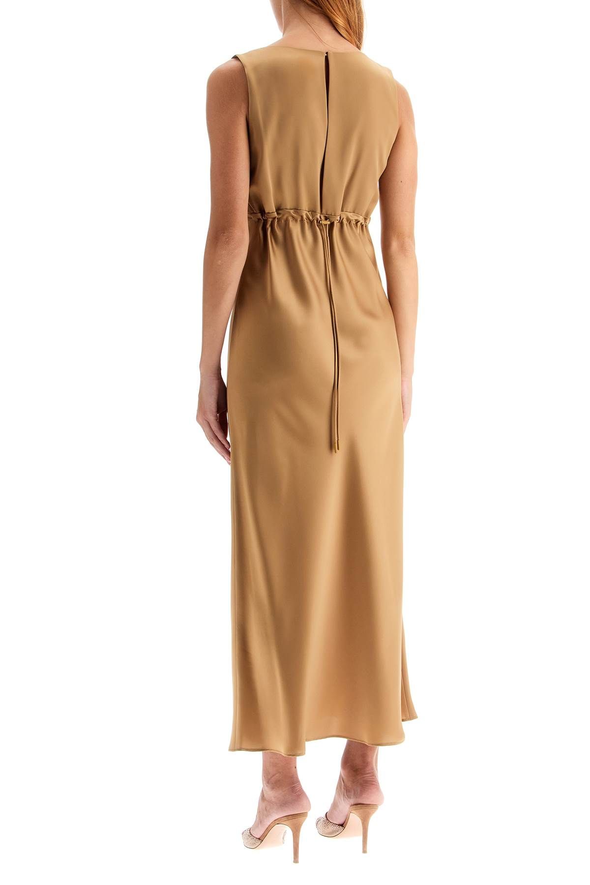 Shop Max Mara Sleeveless Long Satin Dress In Neutro