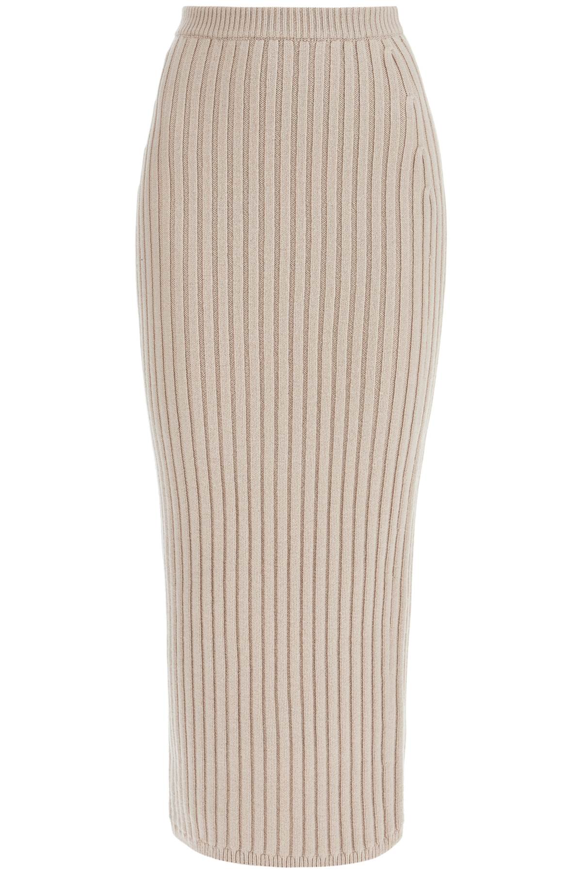 Shop Max Mara Seta Rib Knit Skirt In Neutro