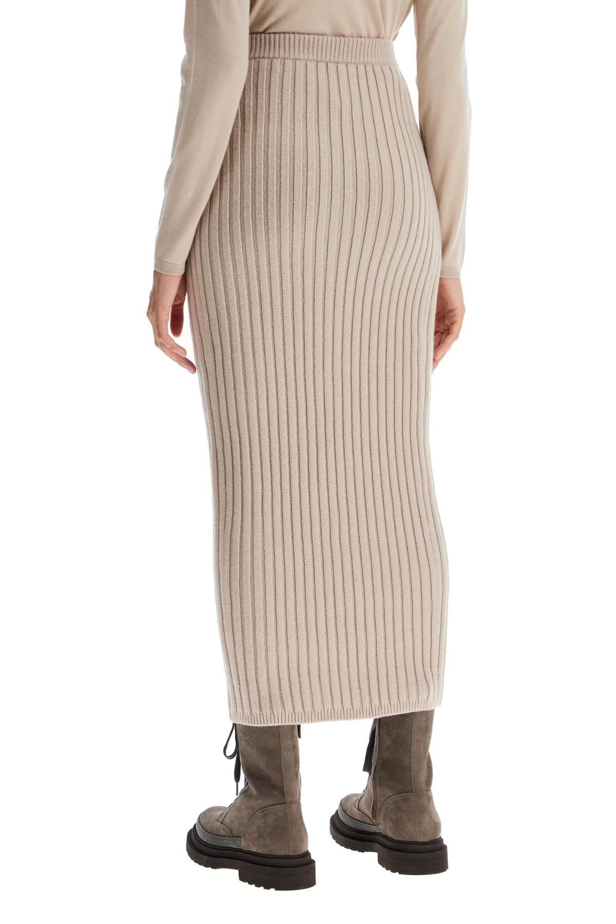 Shop Max Mara Seta Rib Knit Skirt In Neutro