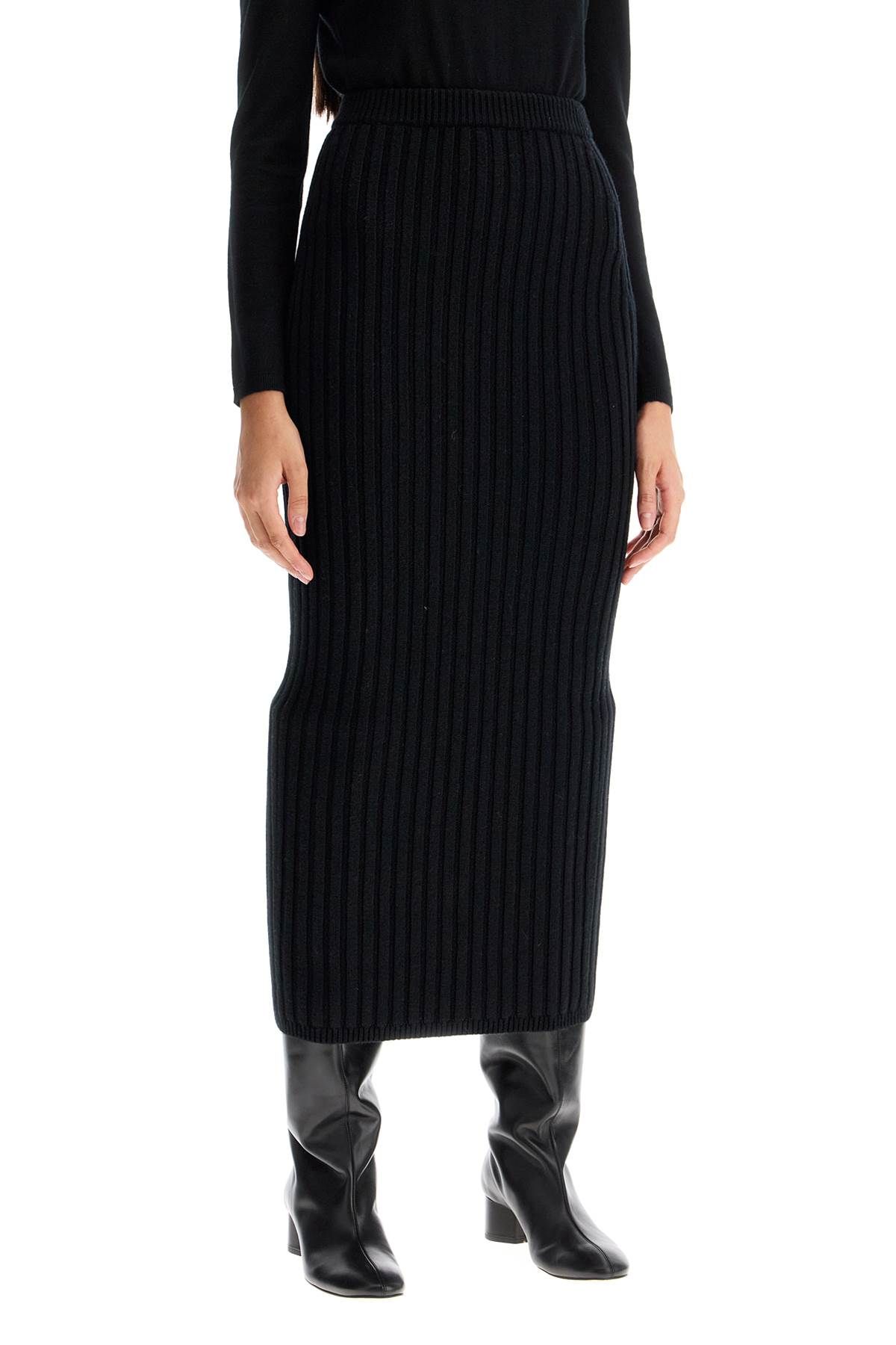 Shop Max Mara Seta Rib Knit Skirt In Black