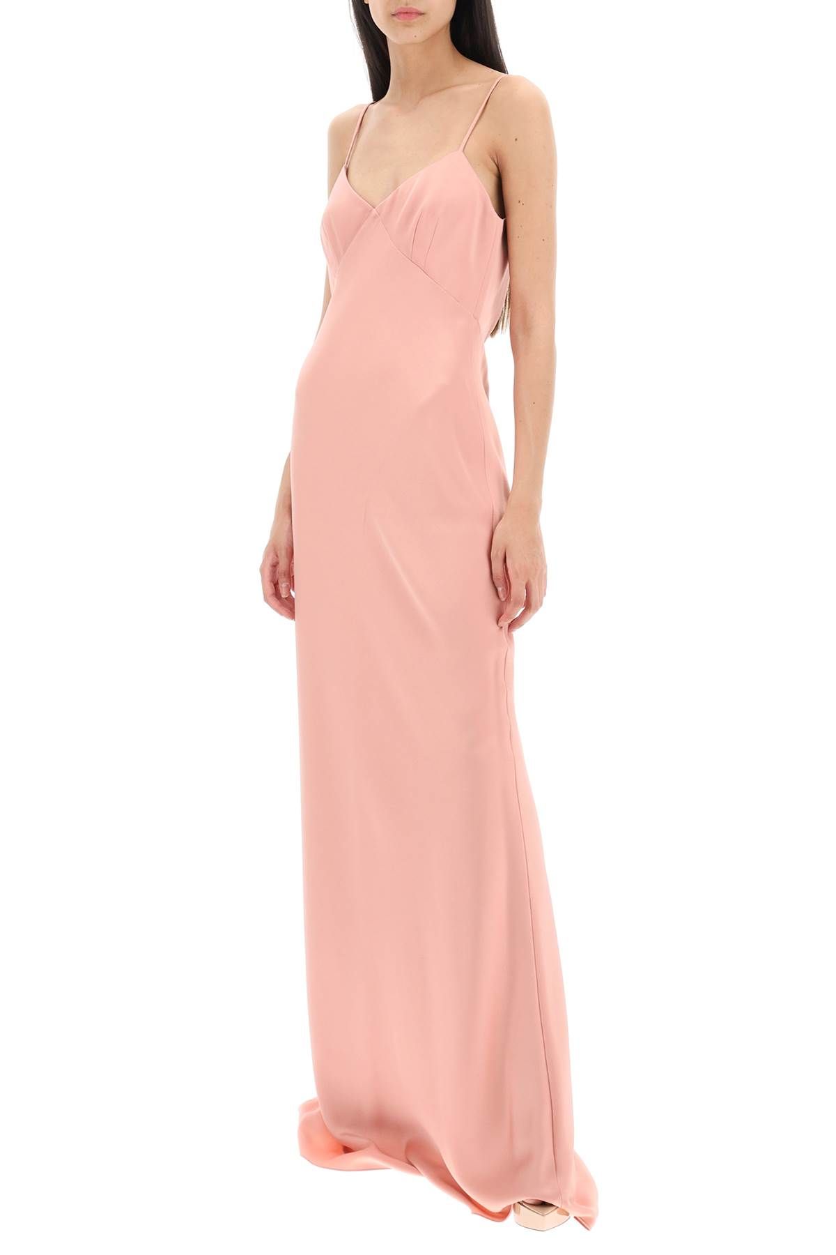 Shop Max Mara 'selce' Long Dress In Envers Satin In Pink