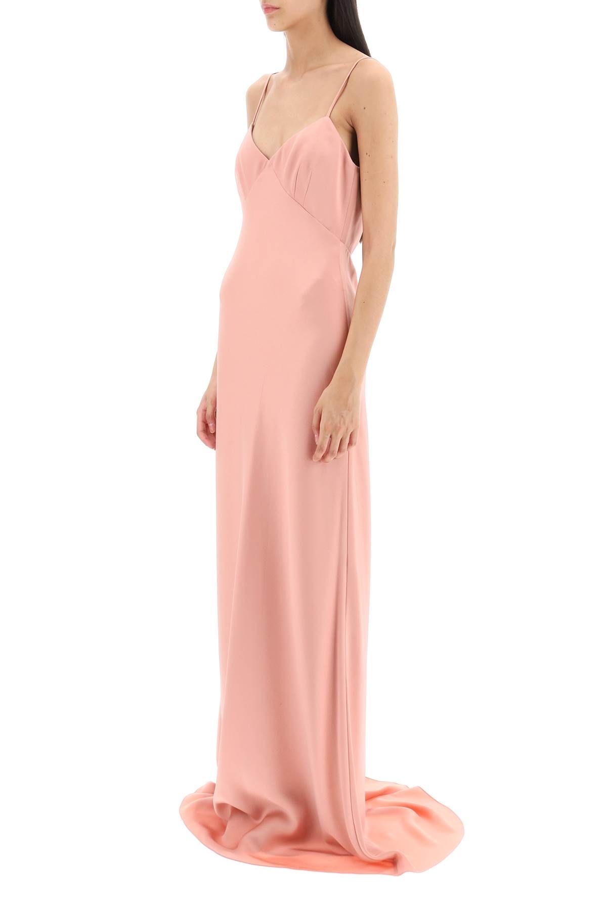 Shop Max Mara 'selce' Long Dress In Envers Satin In Pink