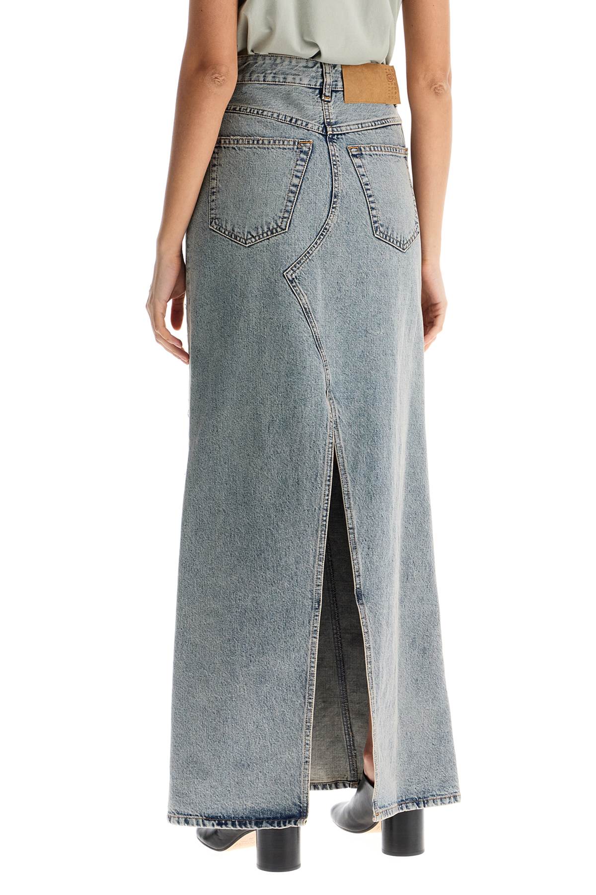 Shop Mm6 Maison Margiela Maxi Denim Skirt In Seven In Blue