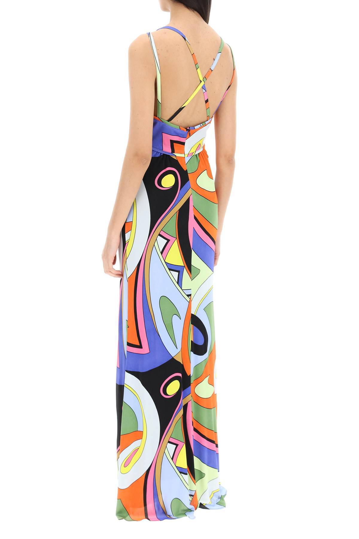 Shop Moschino Multicolor Printed Jersey Maxi Dress