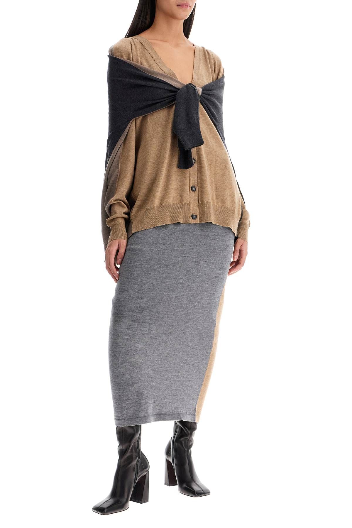 Shop Moschino Bicolor Knit Skirt In Grey