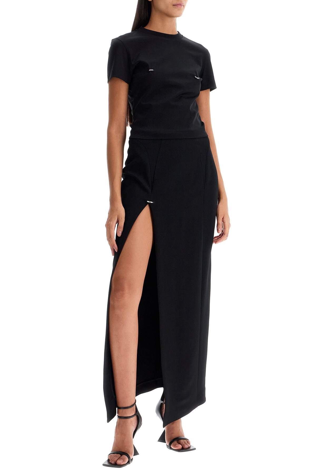 Shop Mugler Long Skirt With Piercing Detail In Black