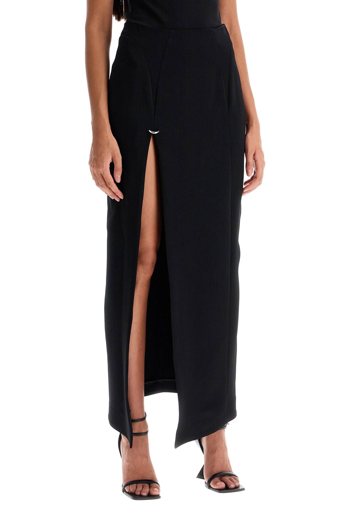 Shop Mugler Long Skirt With Piercing Detail In Black