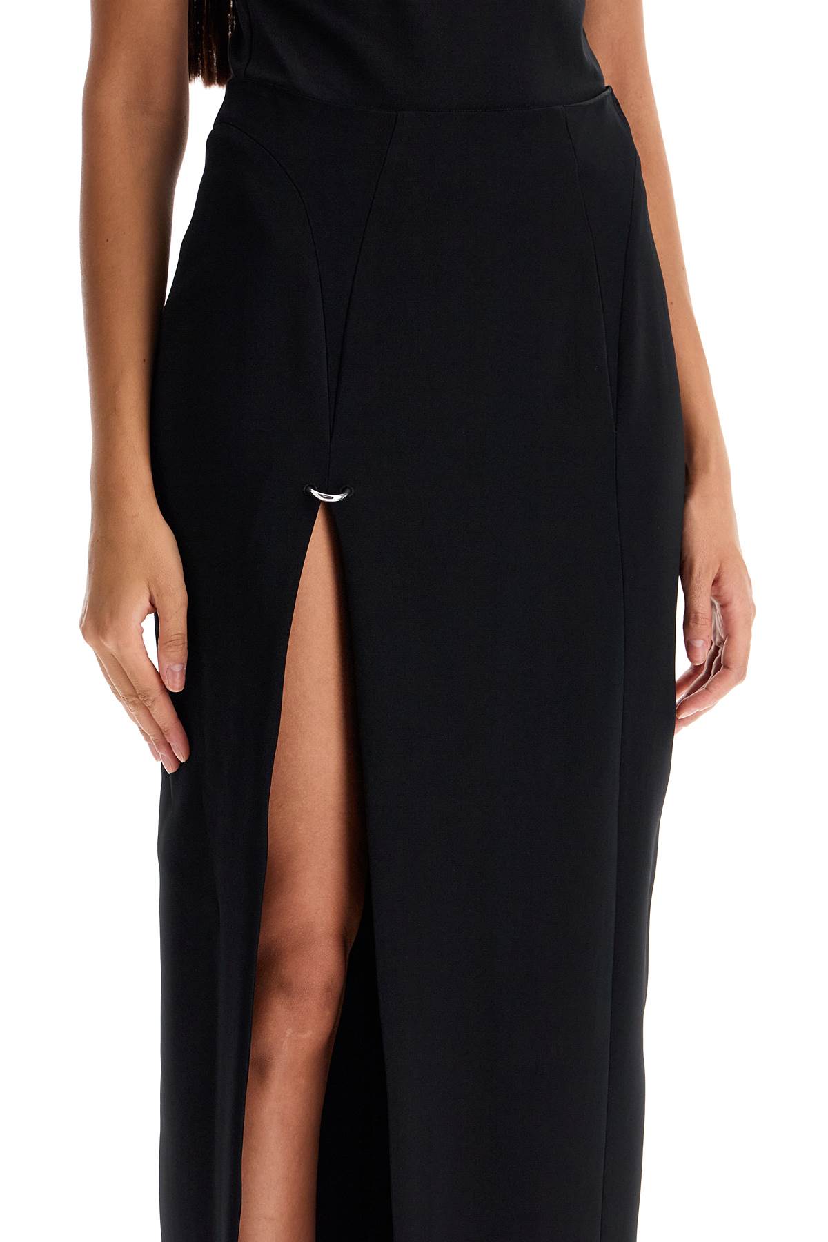 Shop Mugler Long Skirt With Piercing Detail In Black