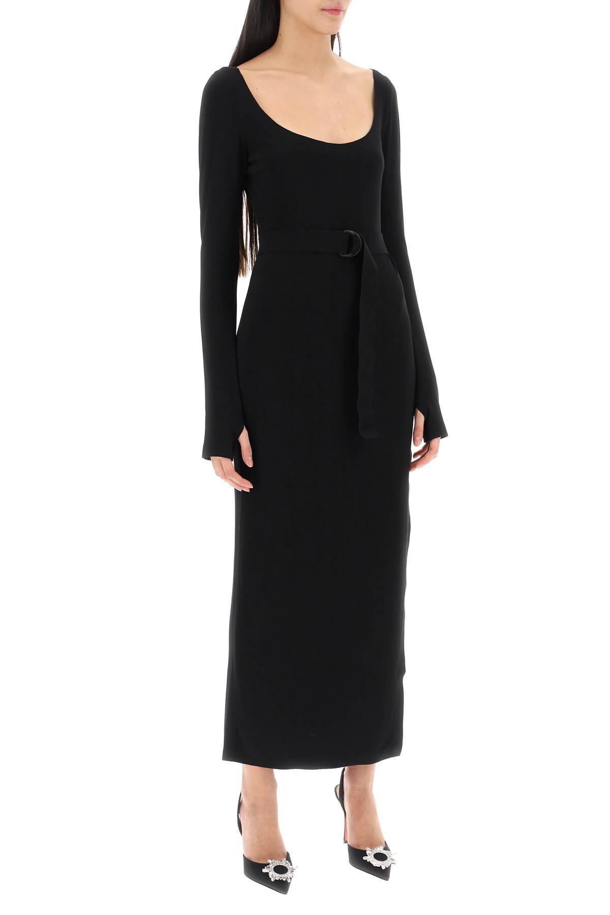 Shop Norma Kamali Scoop Neckline Maxi Dress In Black