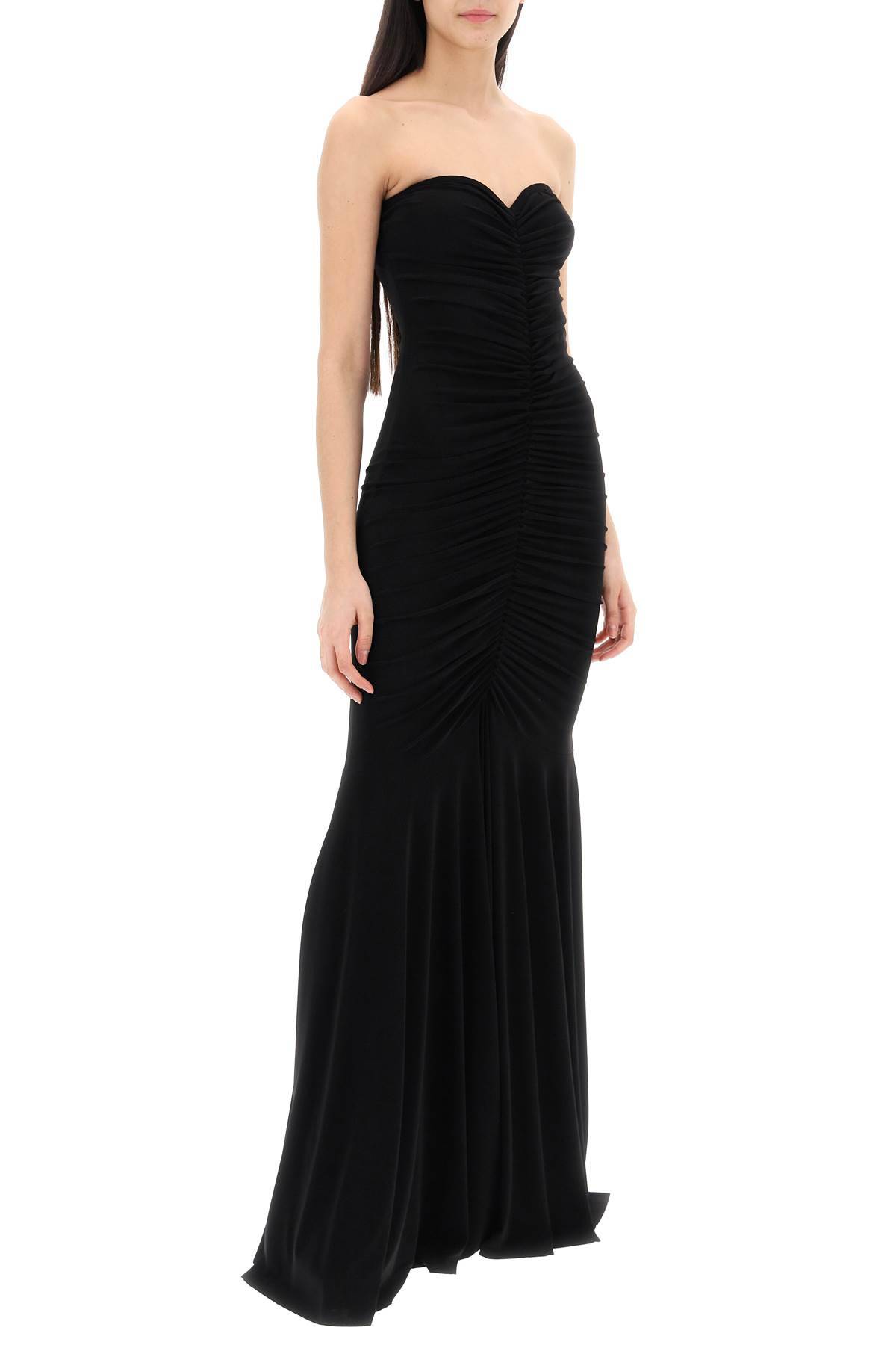 Shop Norma Kamali Strapless Mermaid-style Long Dress In Black