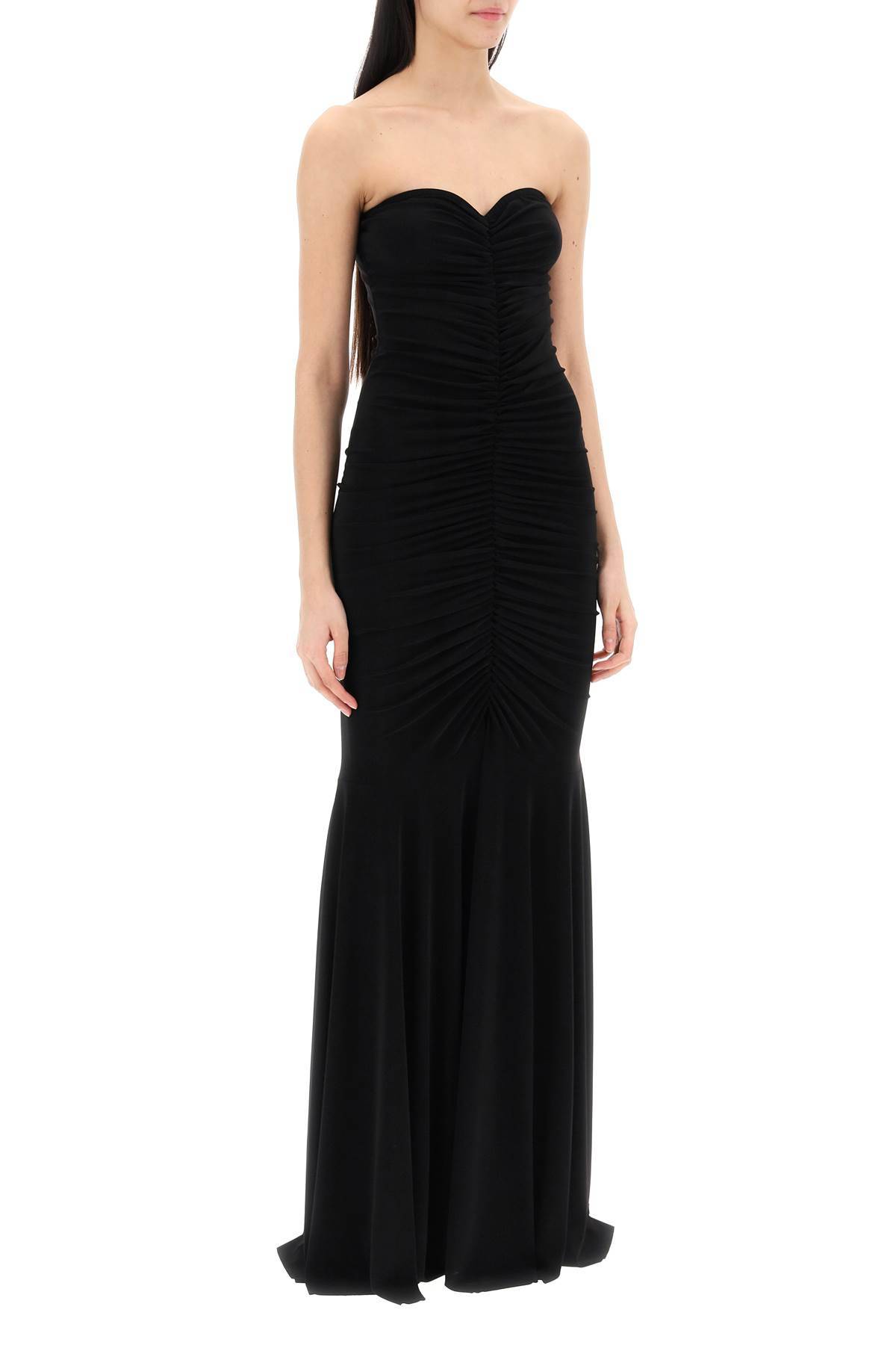 Shop Norma Kamali Strapless Mermaid-style Long Dress In Black