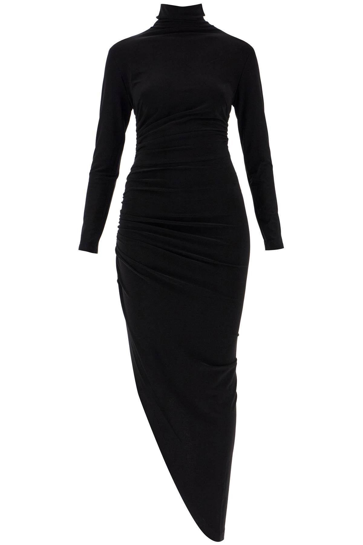 Shop Norma Kamali Asymmetric High-neck Dress In Black