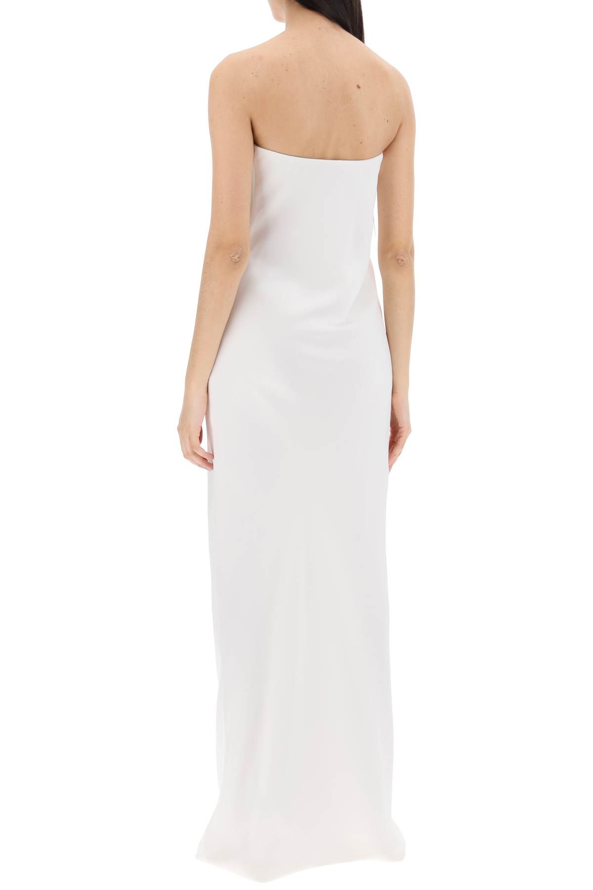 Shop Norma Kamali Long Satin Crepe Dress In White