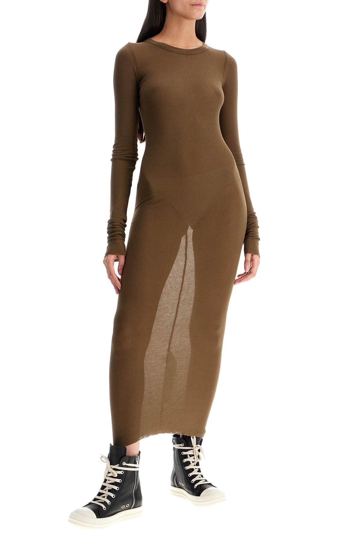 Shop Rick Owens Long Fitted Jersey Dress In Khaki