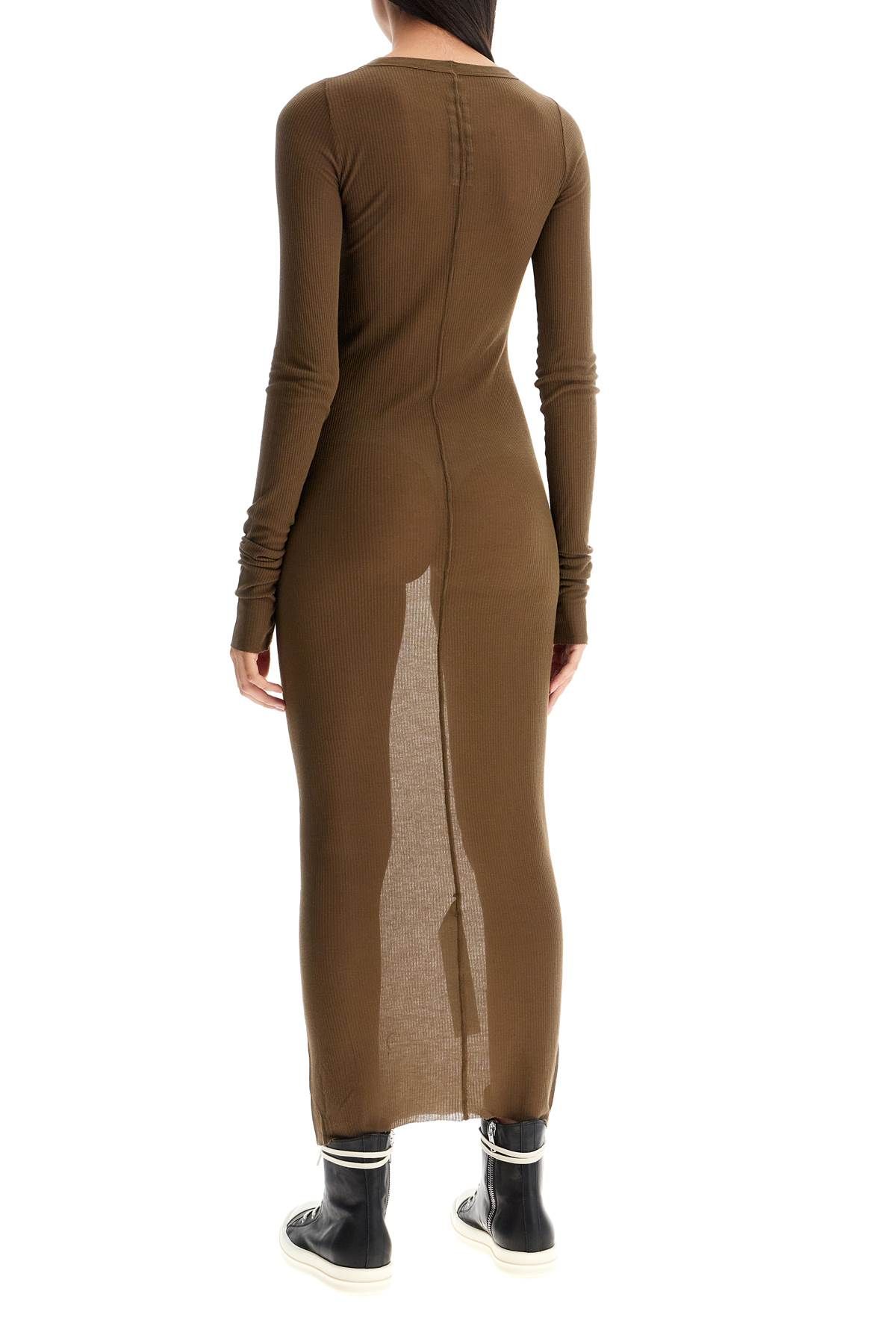 Shop Rick Owens Long Fitted Jersey Dress In Khaki