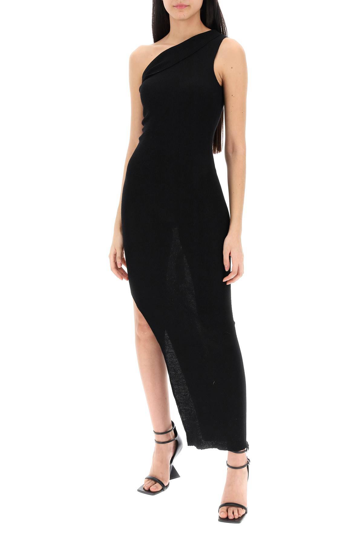 Shop Rick Owens Knitted One-shoulder Dress In Black