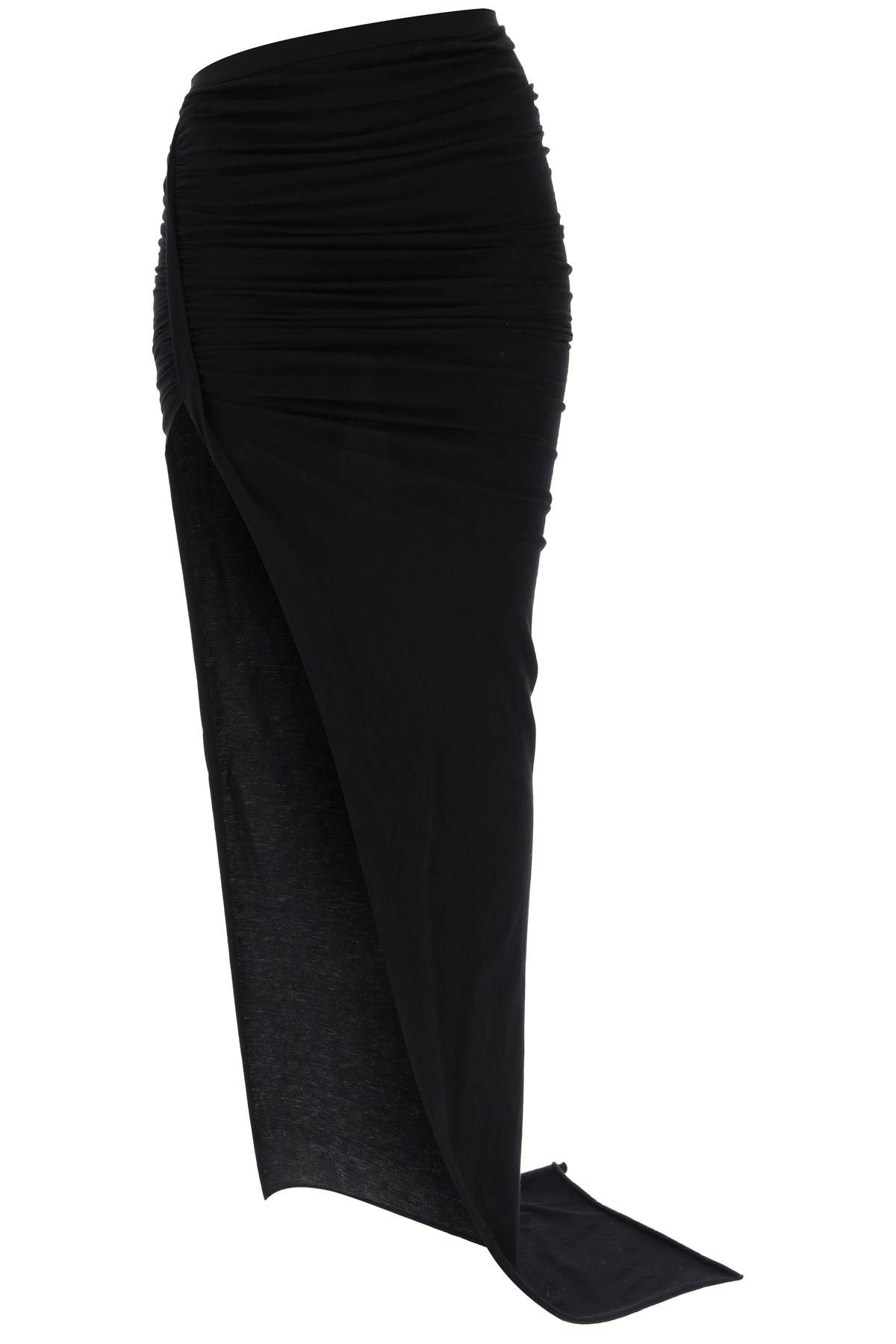 Shop Rick Owens Asymmetric Maxi Skirt In Jersey In Black