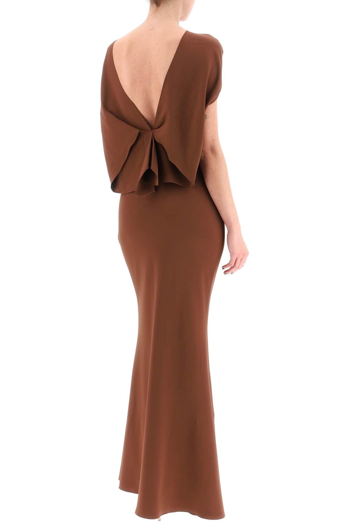 Shop Roland Mouret Long Cady Dress In Brown