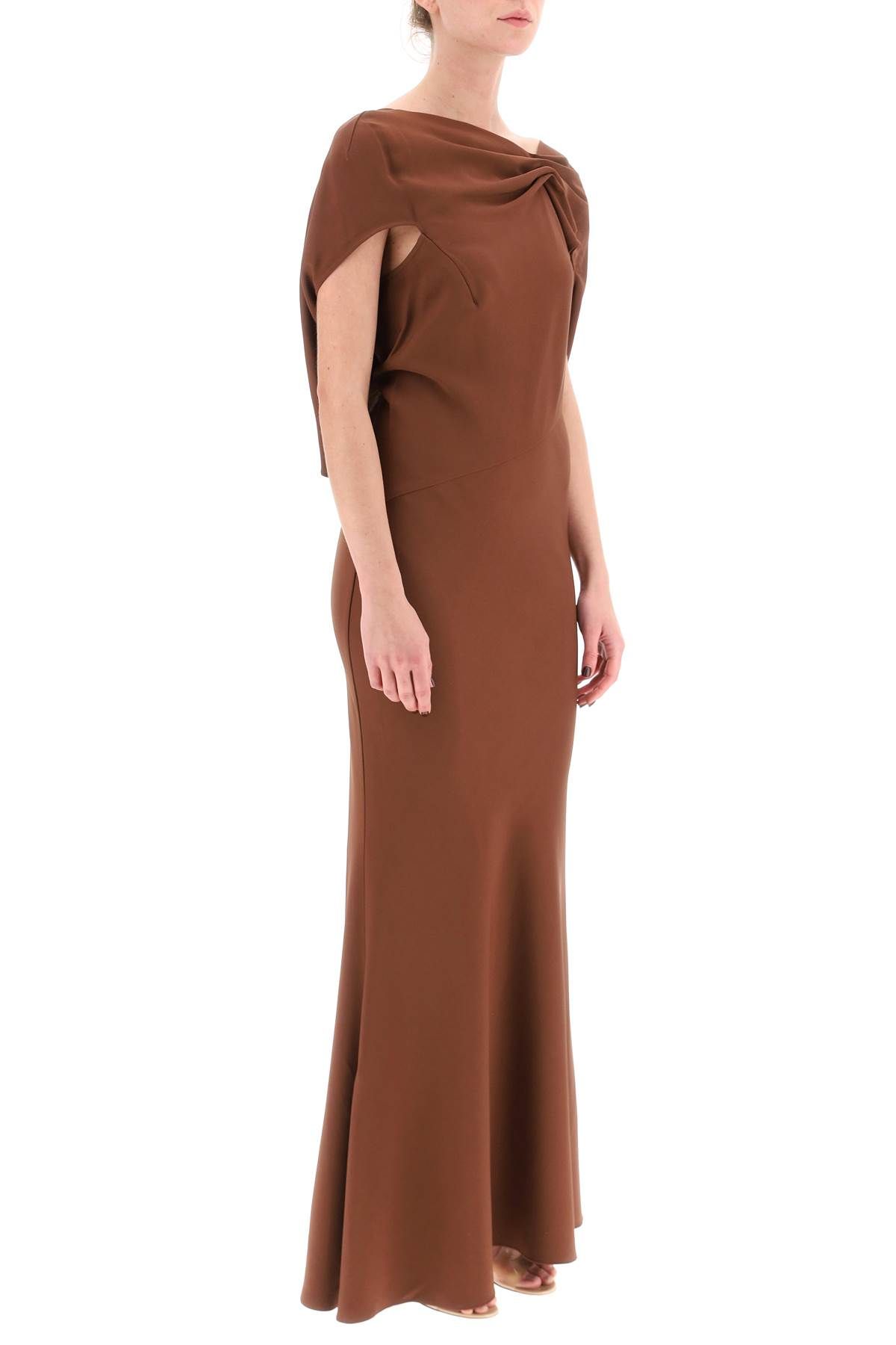Shop Roland Mouret Long Cady Dress In Brown
