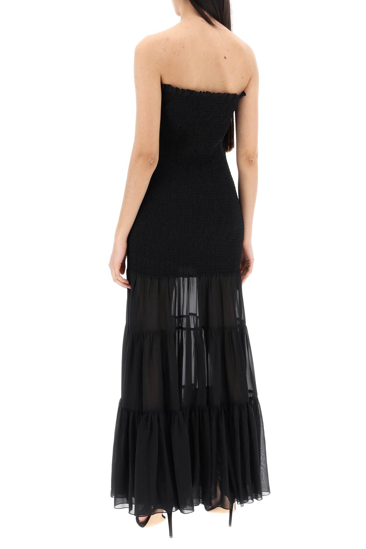 Shop Rotate Birger Christensen Maxi Chiffon Dress With Semi-transparent R In Black