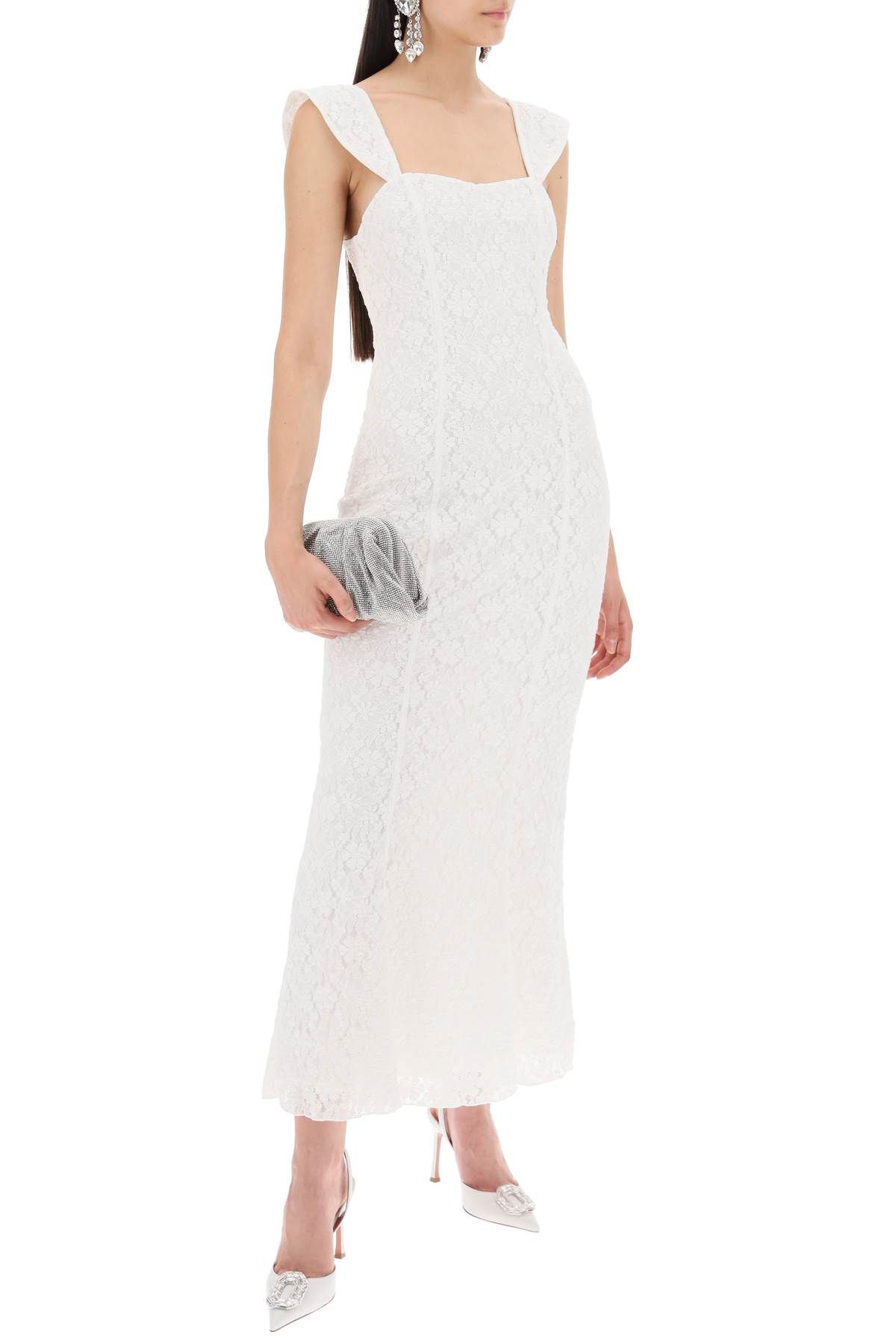 Shop Rotate Birger Christensen Maxi Lace Dress In Italian In White