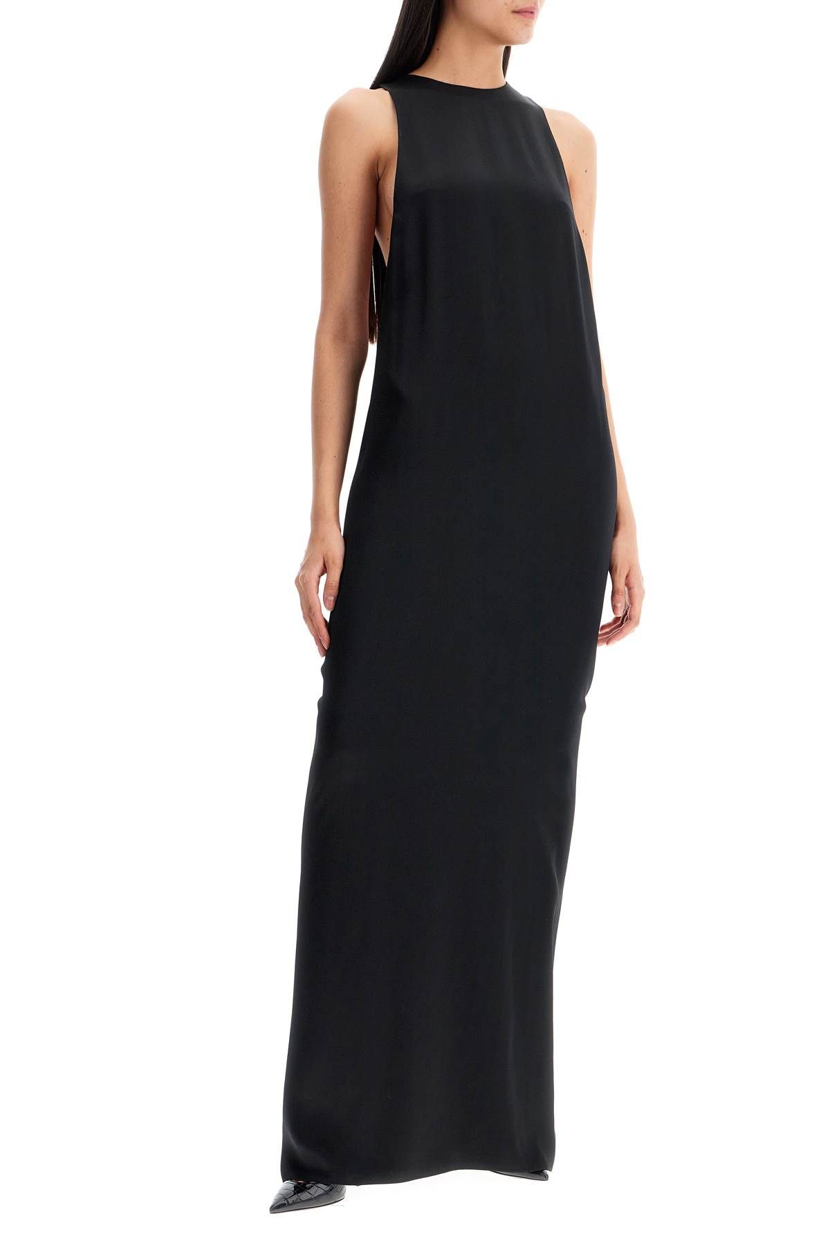 Shop Saint Laurent Long Knotted Dress With Back Tie In Black