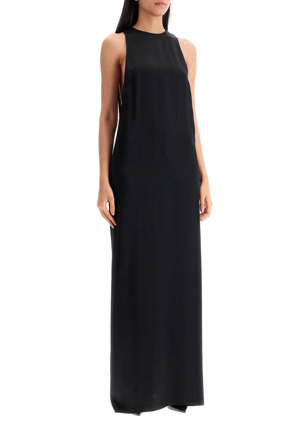 Shop Saint Laurent Long Knotted Dress With Back Tie In Black