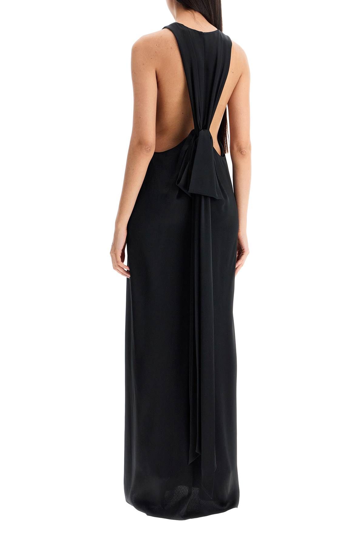 Shop Saint Laurent Long Knotted Dress With Back Tie In Black