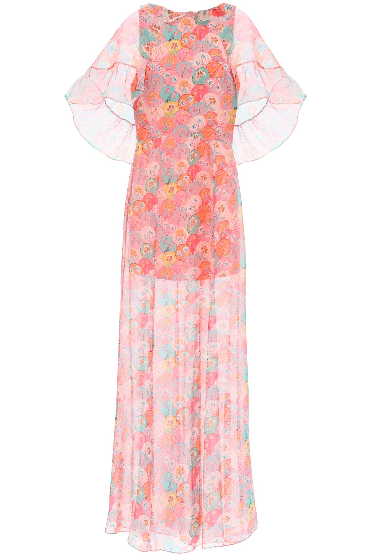 Shop Saloni "maxi Natalia Silk Georgette In Multicolor,pink