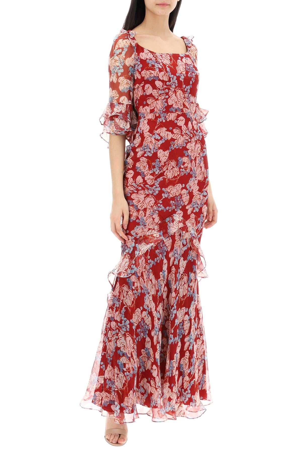 Shop Saloni Maxi Dress Tamara D In Floral Silk In Red