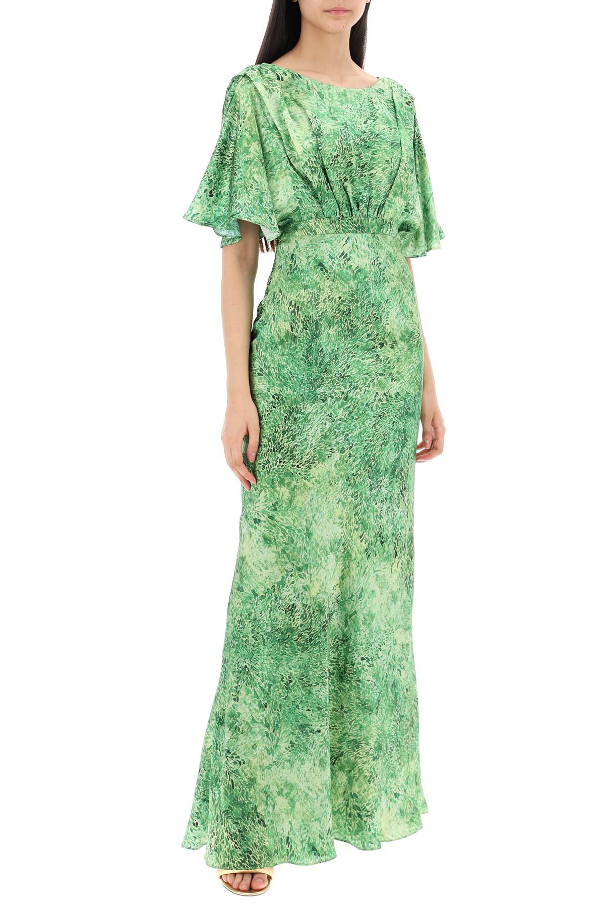 Shop Saloni Winona Silk Maxi Dress In Green