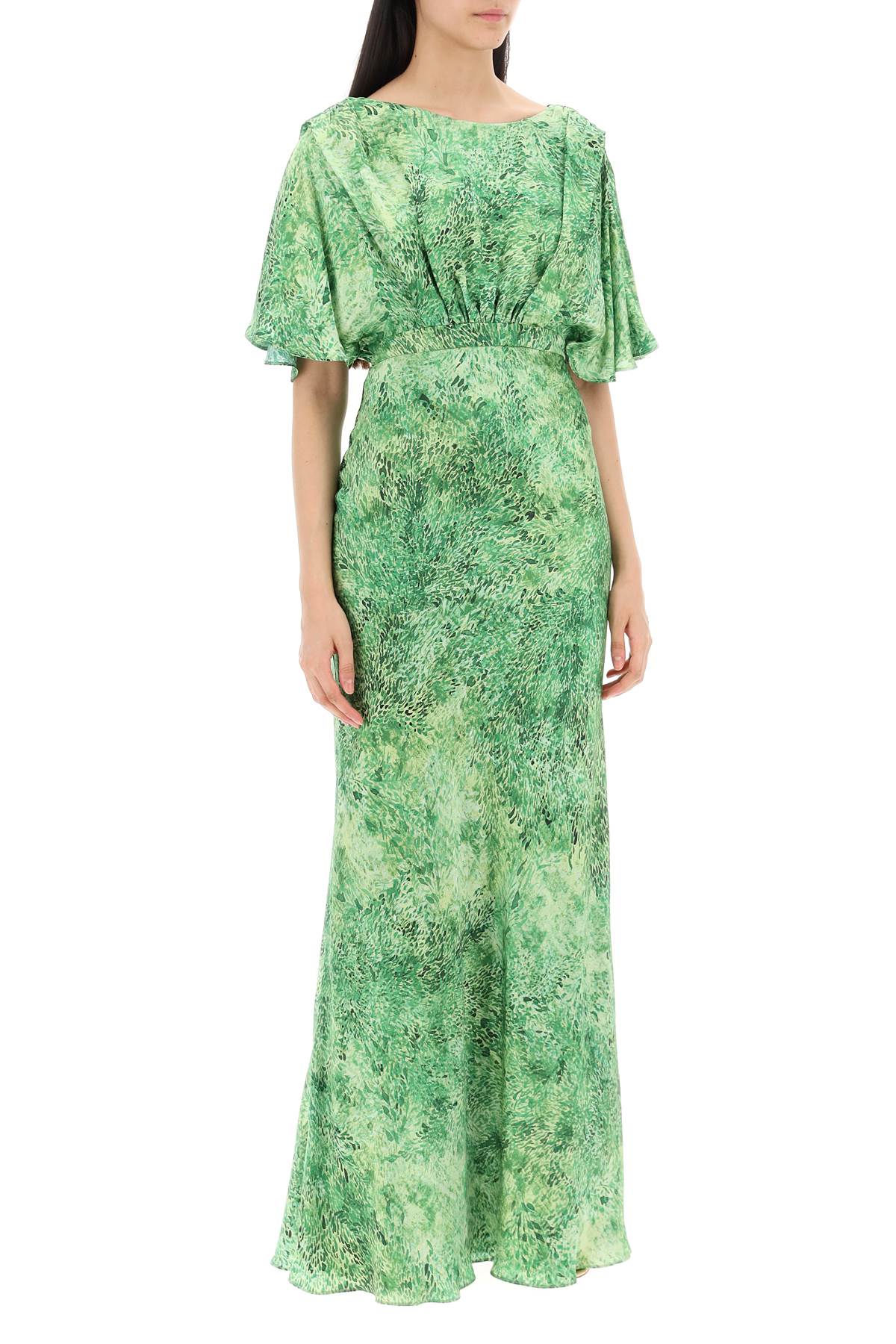 Shop Saloni Winona Silk Maxi Dress In Green