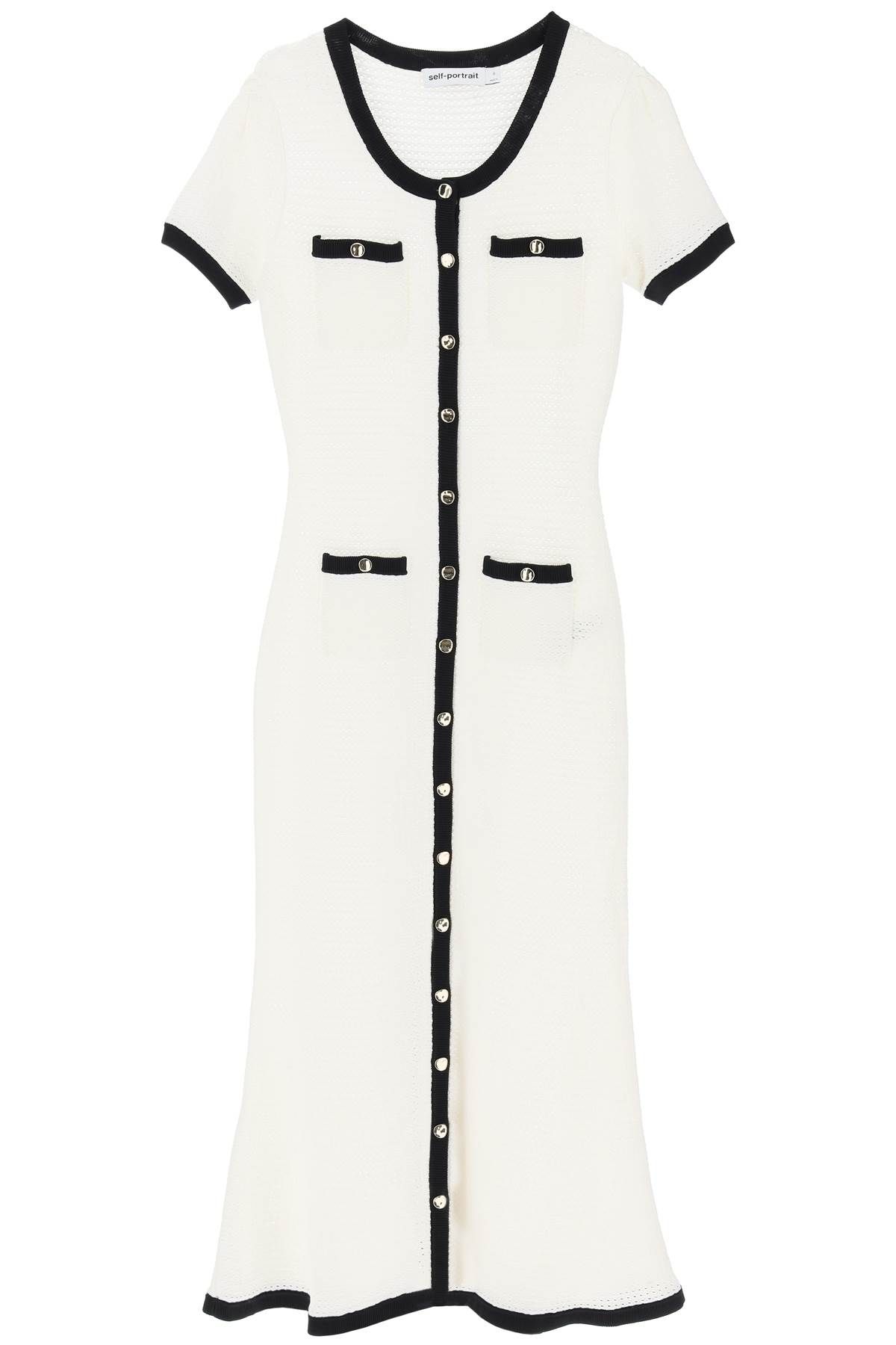 Shop Self-portrait "maxi Crochet Dress With Contrasting Borders" In White
