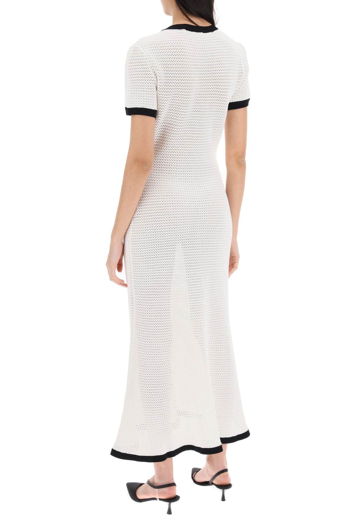 Shop Self-portrait "maxi Crochet Dress With Contrasting Borders" In White
