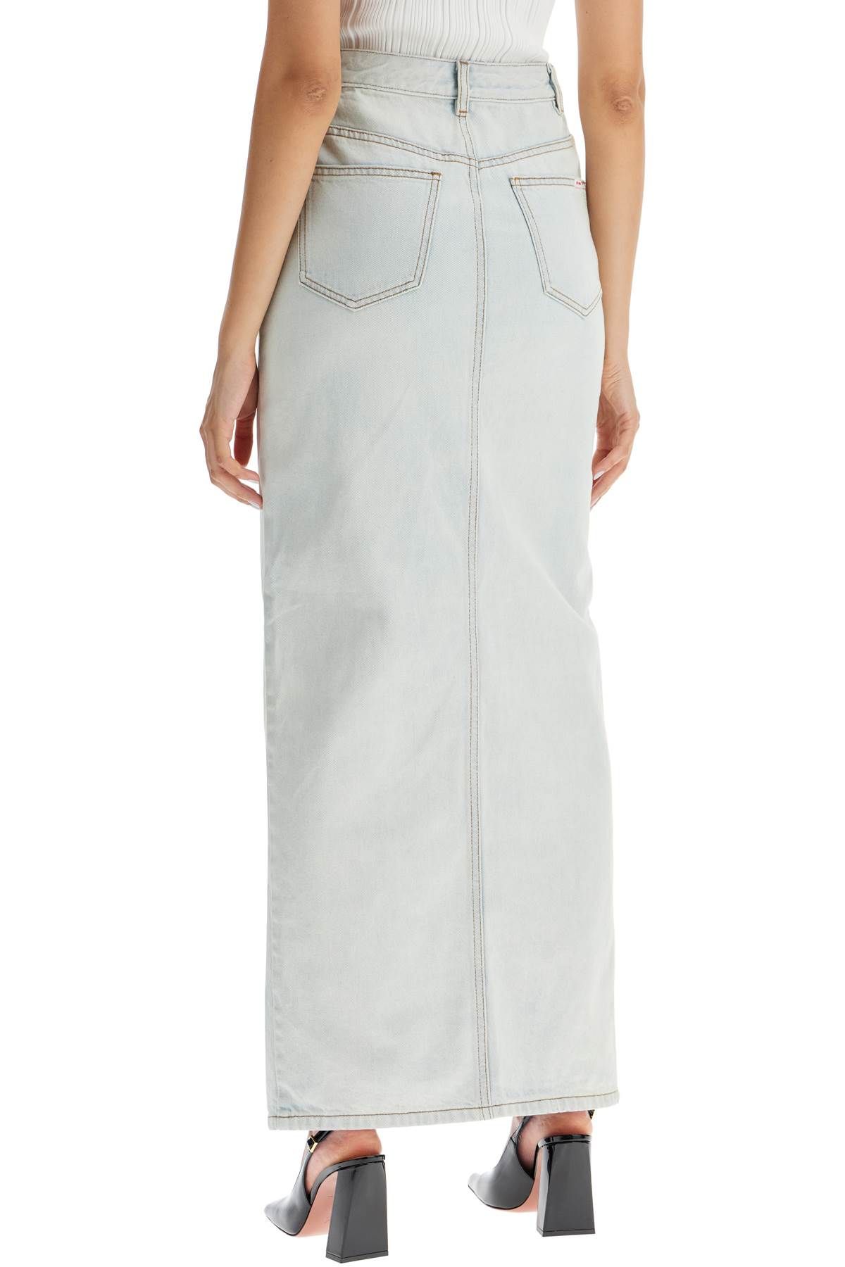 Shop Self-portrait Maxi Denim Skirt In Seven In Light Blue