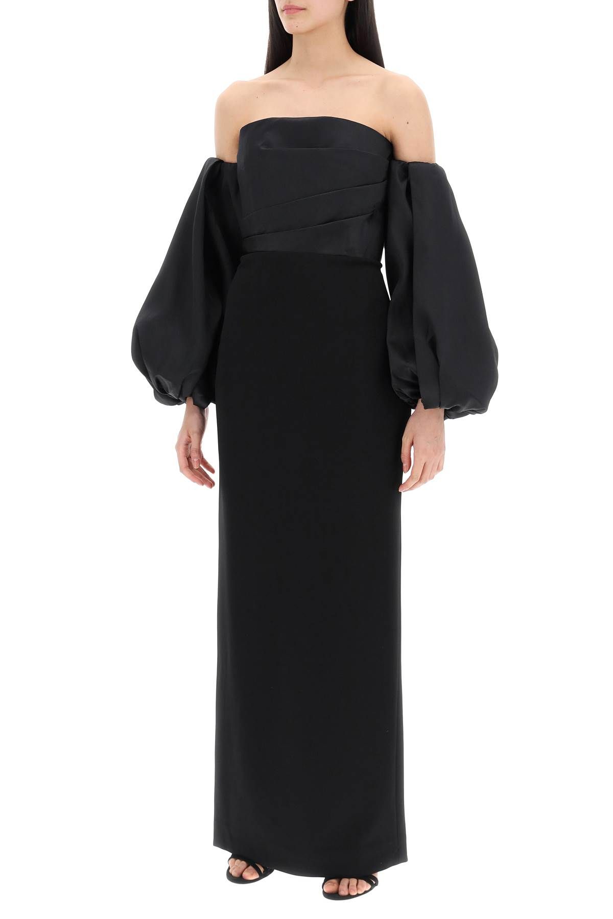 Shop Solace London Maxi Dress Carmen With Balloon Sleeves In Black