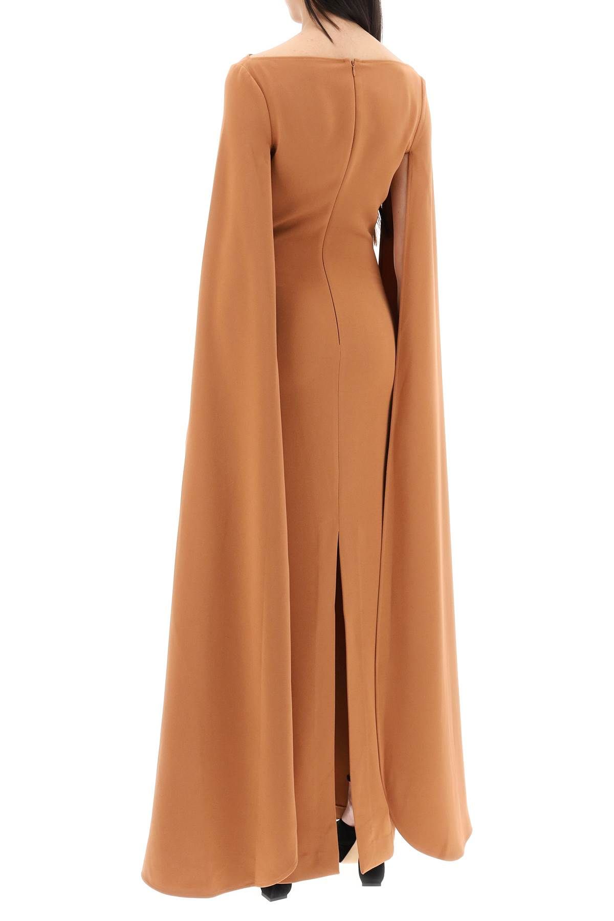 Shop Solace London Maxi Dress Sadie With Cape Sleeves In Brown